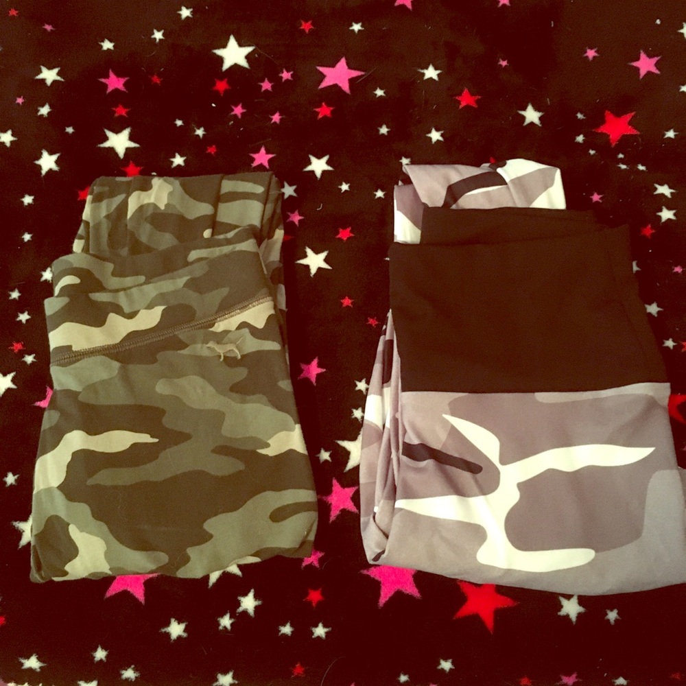 Two pairs of camo leggings